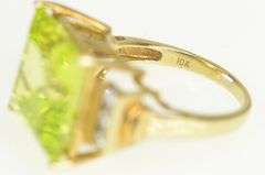 10K Yellow Gold Simulated Peridot CZ Fashion Statement Ring