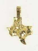 10K Yellow Gold State of Texas Gold Nugget Texture Charm/Pendant