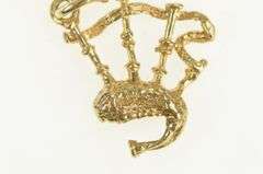 10K Yellow Gold 3D Bag Pipe Scottish Musical Instrument Charm/Pendant