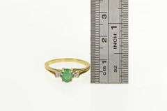 10K Yellow Gold Oval Emerald Diamond Vintage Statement Ring
