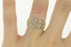 10K Yellow Gold 1.37 Ctw Squared Diamond Cluster Engagement Ring