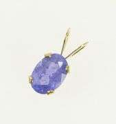 14K Yellow Gold Oval Syn. Tanzanite Vintage Solitaire Pendant