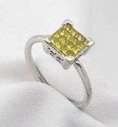 Invisibly Set 14k White Gold Diamond Cluster