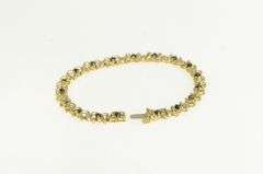 10K Yellow Gold Natural Sapphire Diamond Curved Link Bracelet
