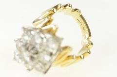 14K Yellow Gold 3.50 Ctw Diamond Cluster Zig Zag Statement Ring