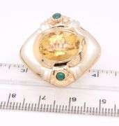 Incredible Yellow Gold Citrine, Emerald and Mop Earrings