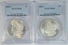 Blazing near Gem BU 1880-S & 1881-S Morgans. PCGS MS64