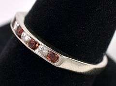 Divin 14K White Gold Red Garnet and Diamond Ring
