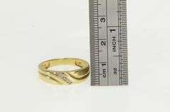 10K Yellow Gold Bypass Diamond Vintage Wedding Band Ring