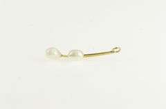14K Yellow Gold Pearl Vintage Curved Drop Simple Vintage Pendant