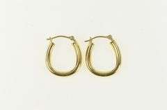 14K Yellow Gold 18.2mm Oval Puffy Vintage Statement Hoop Earrings