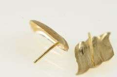 14K Yellow Gold Wavy Diamond Cut Curvy Statement Earrings