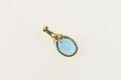 14K Yellow Gold Oval Blue Topaz Solitaire December Birthstone Pendant