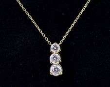 Astounding 14K Yellow Gold Past, Present , Future Diamond Pendant Necklace