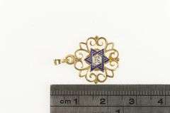 14K Yellow Gold Star of David Enamel Jewish Faith Charm/Pendant