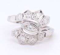 Antique White Gold Fan Diamond Ring