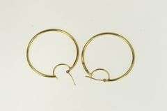 10K Yellow Gold 35.4mm Round Classic Simple Hoop Earrings