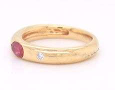 Fantastic Yellow Gold East West Ruby and Diamond Ring