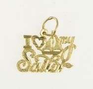 14K Yellow Gold I Love My Sailor Navy Family Nautical Charm/Pendant