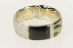 14K White Gold Zebra Enamel Textured Statement Band Ring