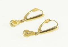 14K Yellow Gold Textured Nugget Dangle Lever Back Earrings