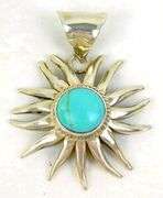 Big Sterling Turquoise Sun Pendant