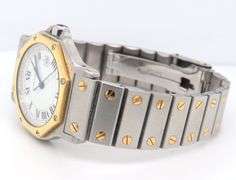 Cartier Santos Octagon Automatic White Roman Dial Watch