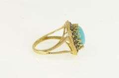 14K Yellow Gold Elaborate Turquoise Fancy Diamond Halo Ring