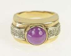 14K Yellow Gold 1960's Syn. Star Ruby Diamond Statement Ring