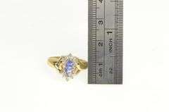 10K Yellow Gold Tanzanite Diamond Retro Ring