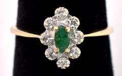 Stunning Emerald and Diamond Ring In Yellow Gold