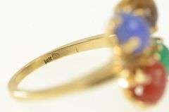 14K Yellow Gold Egyptian Scarab Carved Stone Statement Ring