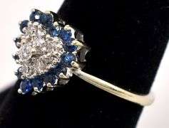 Loving Heart With Blue Sapphire and Diamond Ring in 14K Yellow Gold