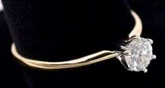 Dazzling Solitaire Diamond Ring In 14K Yellow Gold