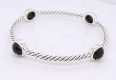 David Yurman Black Onyx 4 Station Bangle Bracelet