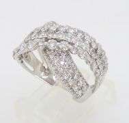 Diamond Encrusted Cross over Ring with 2.25CTW of Diamonds