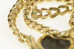 14K Yellow Gold Ancient Roman Coin Peridot Arrow Link Chain Necklace