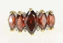10K Yellow Gold Marquise Garnet Five Stone Statement Ring