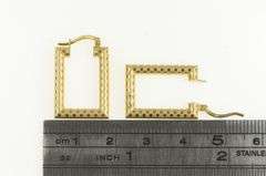 14K Yellow Gold 20mm Squared Checkered Pattern Hoop Earrings