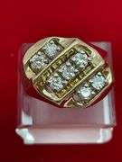 CERTIFIED MENS 14K YELLOW GOLD AND DIAMOND RING
