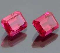 Top grade 6.20ct hot pink created ruby pair