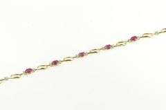 10K Yellow Gold Natural Ruby Diamond Wavy Link Bracelet