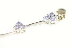 14K White Gold Tanzanite Cluster Triangle Wavy Link Bracelet