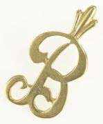 14K Yellow Gold B Cursive Initial Monogram Name Letter Charm/Pendant