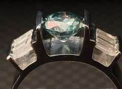 2.5 Ct Paraiba Green Fire Moissanite Ring