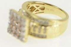 10K Yellow Gold 1.37 Ctw Squared Diamond Cluster Engagement Ring