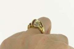 14K Yellow Gold Baguette Ruby Diamond Pave Wave Statement Ring