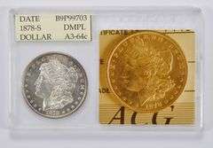 A3-64c DMPL 1878-S Morgan Silver Dollar - Accugrade Graded