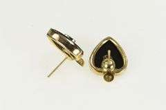 10K Yellow Gold 1940's Black Onyx Diamond Heart Love Stud Earrings