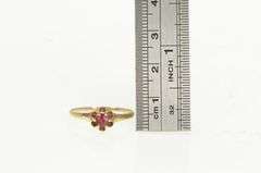 10K Yellow Gold Victorian Syn Ruby Solitaire Statement Ring